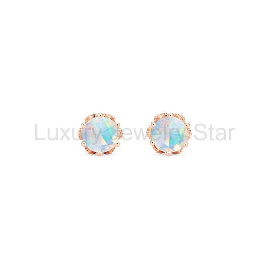 [Eden] Petite Floral Earrings in Opal