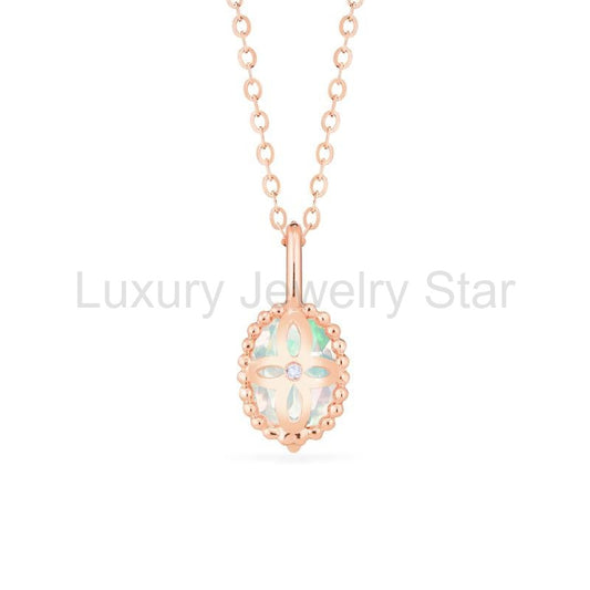 [Evelina] Vintage Classic Crown Oval Cut Necklace in Opal - image 2