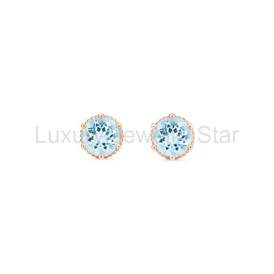 [Evelyn] Vintage Classic Crown Earrings in Aquamarine
