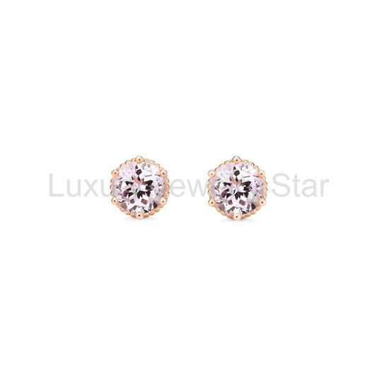 [Evelyn] Vintage Classic Crown Earrings in Morganite