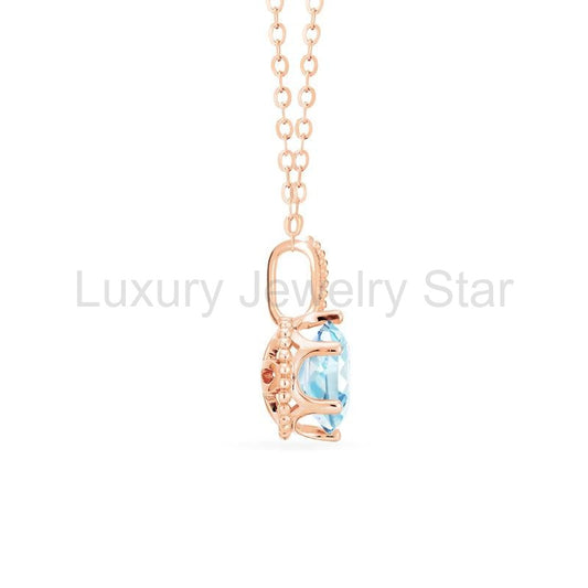 [Evelyn] Vintage Classic Crown Necklace in Aquamarine - image 2