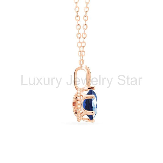 [Evelyn] Vintage Classic Crown Necklace in Lab Blue Sapphire - image 2