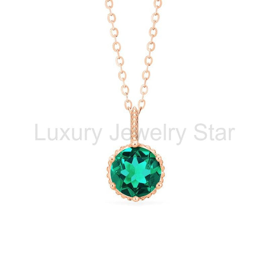 [Evelyn] Vintage Classic Crown Necklace in Lab Emerald
