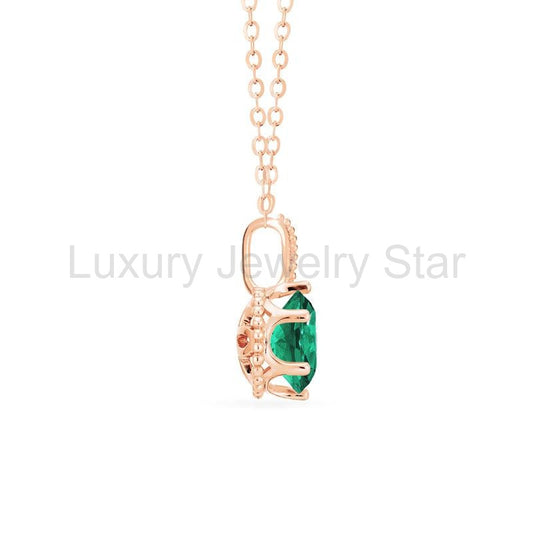 [Evelyn] Vintage Classic Crown Necklace in Lab Emerald - image 2