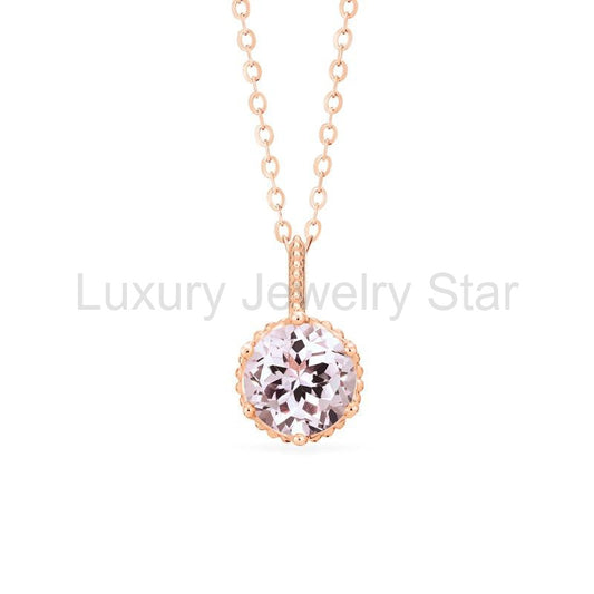 [Evelyn] Vintage Classic Crown Necklace in Morganite