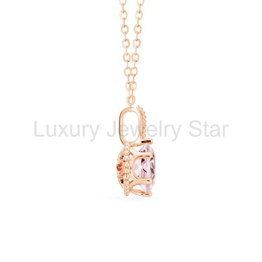 [Evelyn] Vintage Classic Crown Necklace in Morganite - image 2