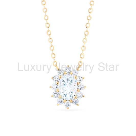 [Julianne] Vintage Bloom Oval Cut Necklace in Moissanite - image 2