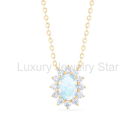 [Julianne] Vintage Bloom Oval Cut Necklace in Moonstone - image 2