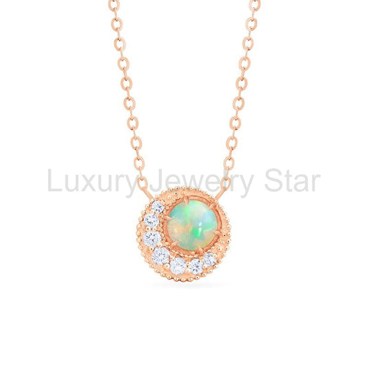 [Luna] Crescent Moon Necklace in Australian Opal
