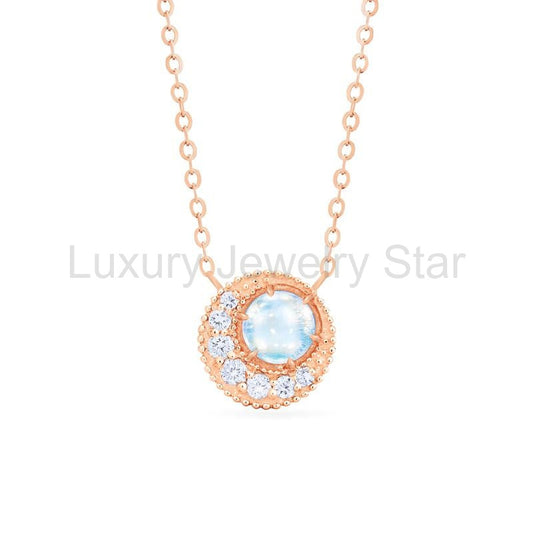[Luna] Crescent Moon Necklace in Moonstone