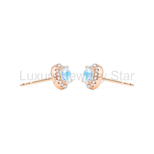 [Nova] Petite Halo Diamond Earrings in Moonstone - image 2