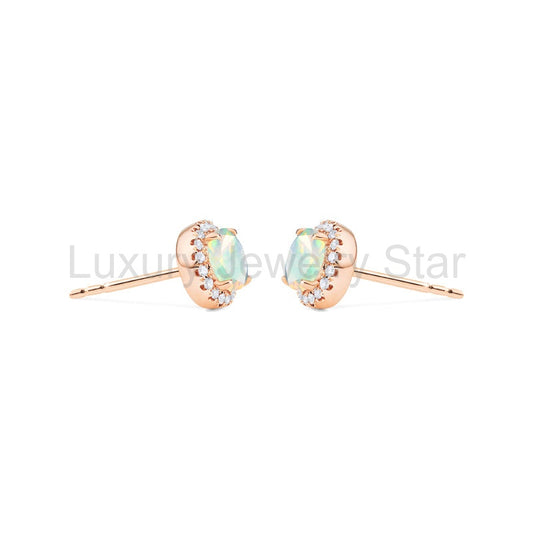 [Nova] Petite Halo Diamond Earrings in Opal - image 2