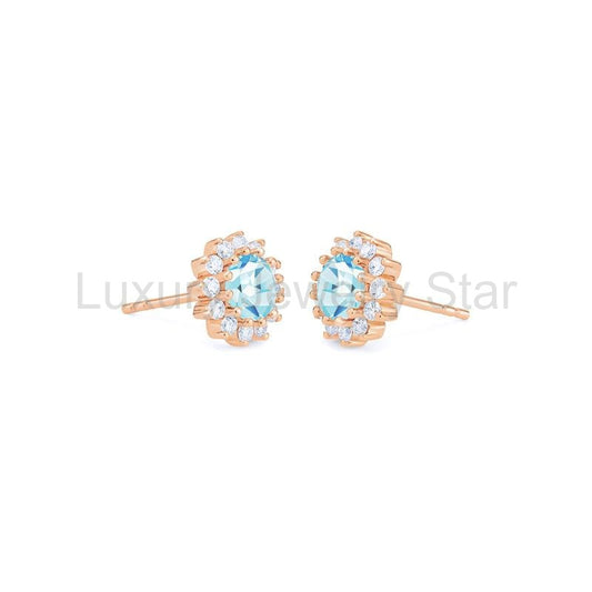 [Rosalie] Vintage Bloom Earrings in Aquamarine - image 2
