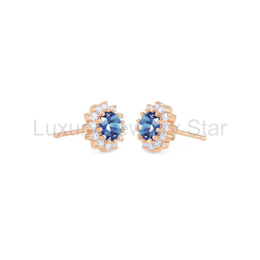 [Rosalie] Vintage Bloom Earrings in Lab Blue Sapphire - image 2
