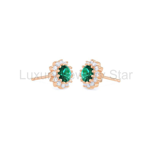 [Rosalie] Vintage Bloom Earrings in Lab Emerald - image 2