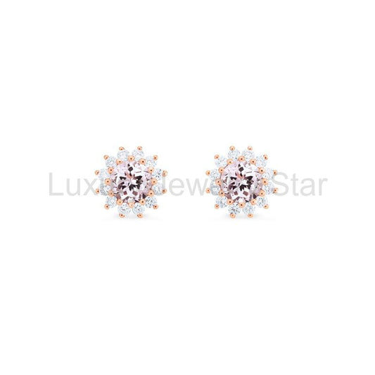 [Rosalie] Vintage Bloom Earrings in Morganite