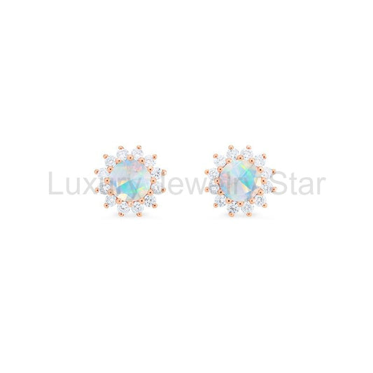 [Rosalie] Vintage Bloom Earrings in Opal