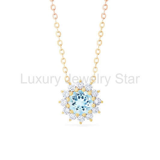 [Rosalie] Vintage Bloom Necklace in Aquamarine - image 2