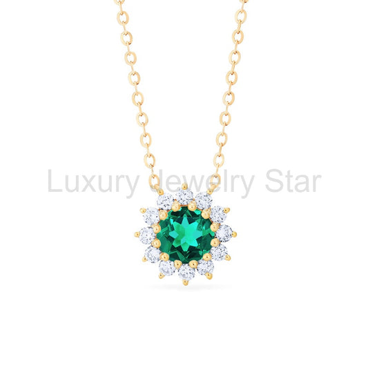 [Rosalie] Vintage Bloom Necklace in Lab Emerald - image 2