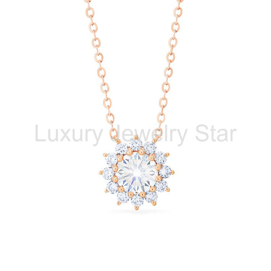 [Rosalie] Vintage Bloom Necklace in Moissanite