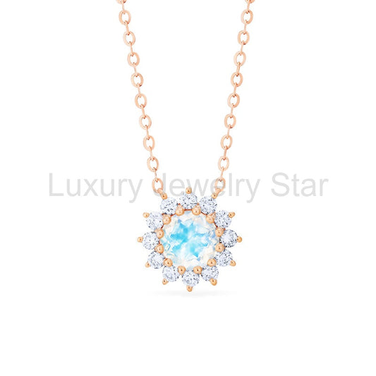 [Rosalie] Vintage Bloom Necklace in Moonstone