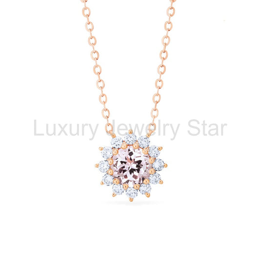 [Rosalie] Vintage Bloom Necklace in Morganite