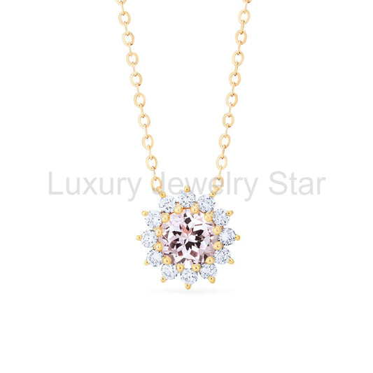 [Rosalie] Vintage Bloom Necklace in Morganite - image 2