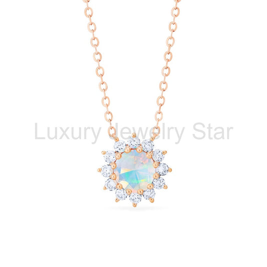 [Rosalie] Vintage Bloom Necklace in Opal