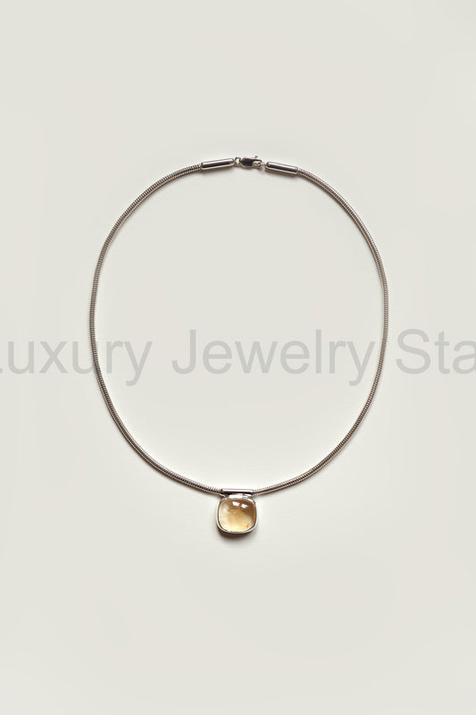 RECTANGULAR CITRINE NECKLACE