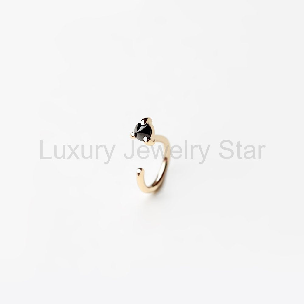 REVERSE BLACK DIAMOND GOLD HUG EARRING