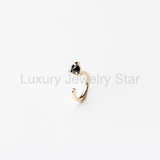 REVERSE BLACK DIAMOND GOLD HUG EARRING