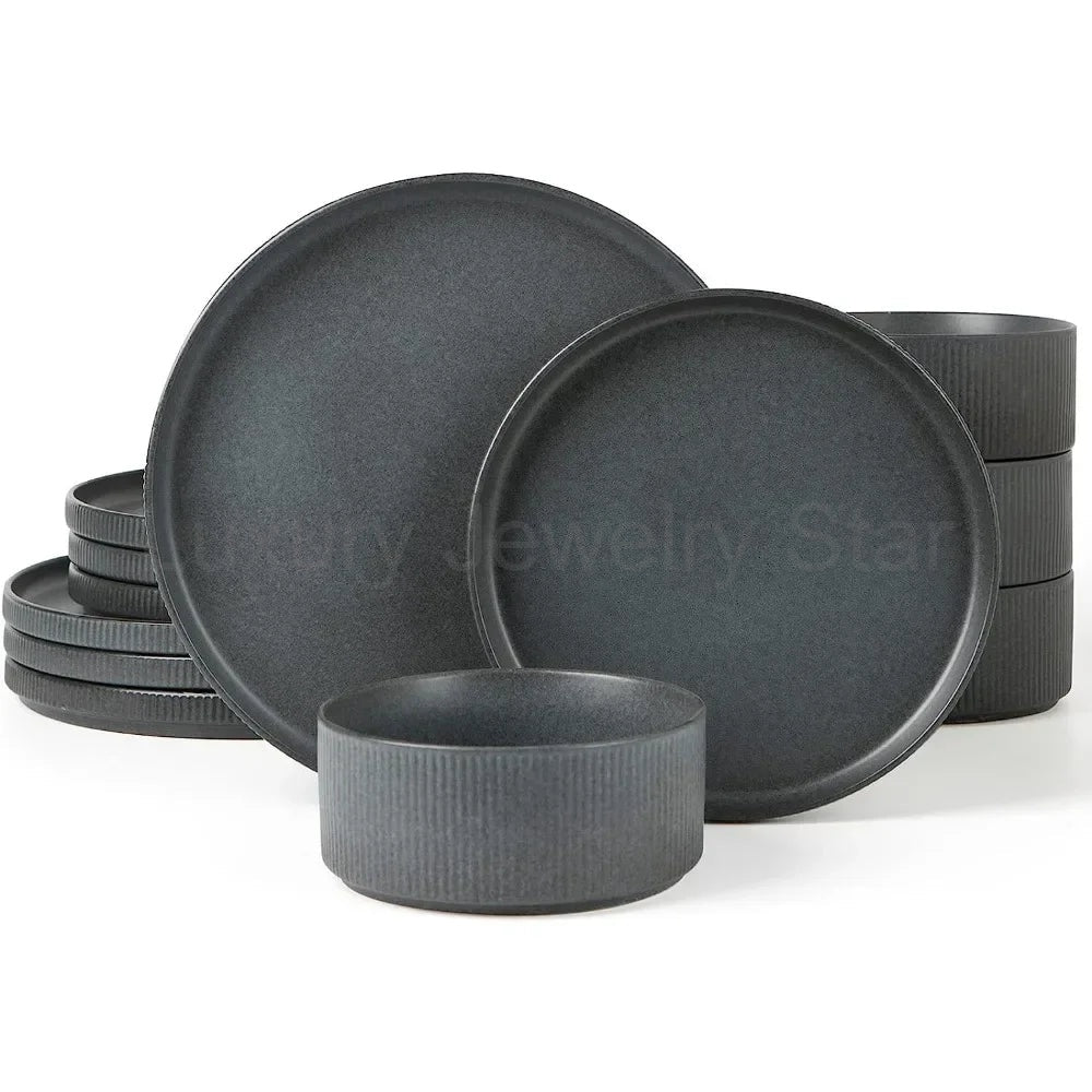 Ribbed Stoneware Dinnerware Set for Four - image 10