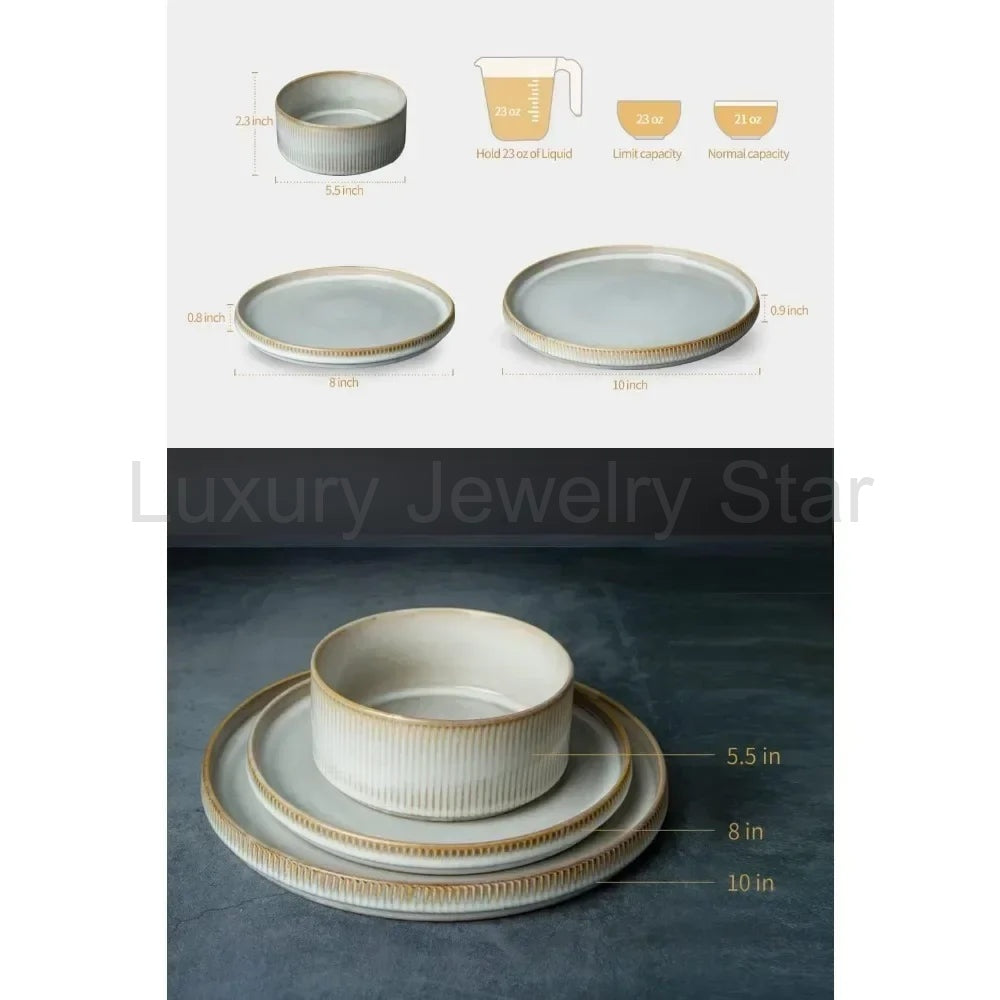 Ribbed Stoneware Dinnerware Set for Four - image 3