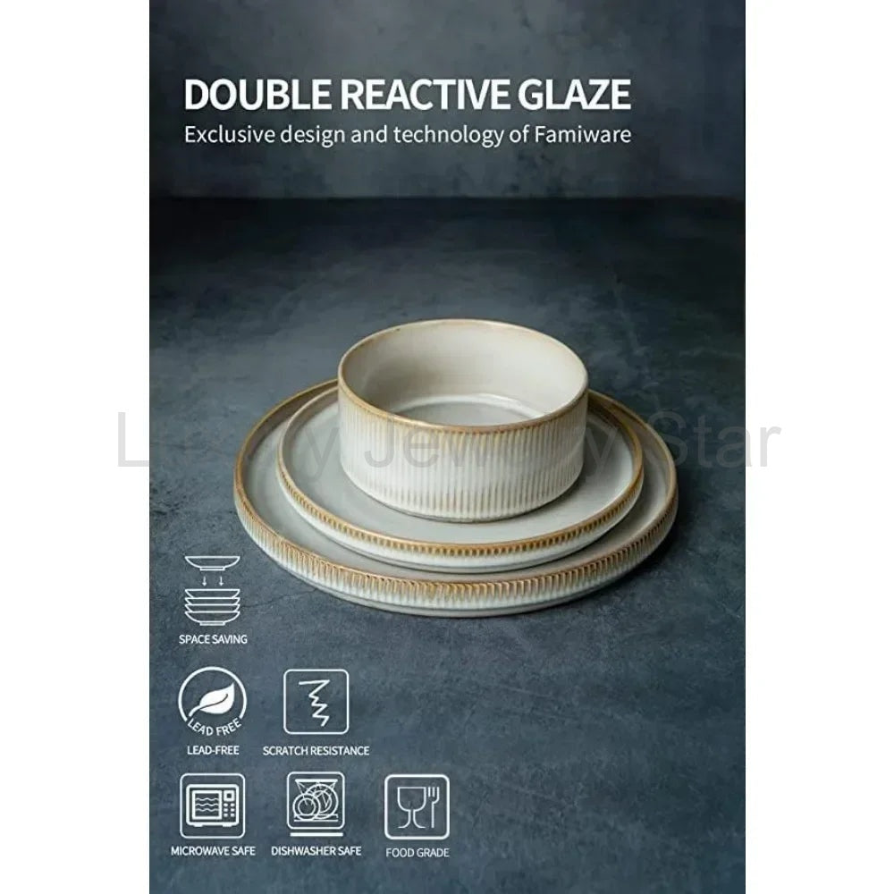 Ribbed Stoneware Dinnerware Set for Four - image 6