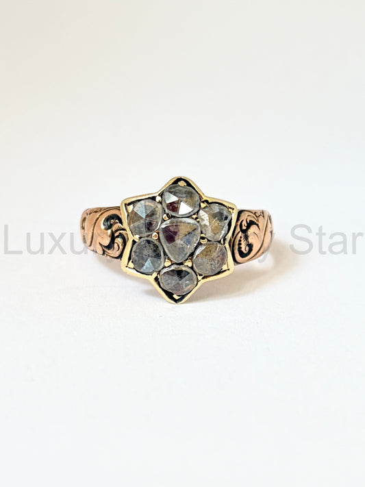 15ct Gold Rose Cut Diamond Star Ring
