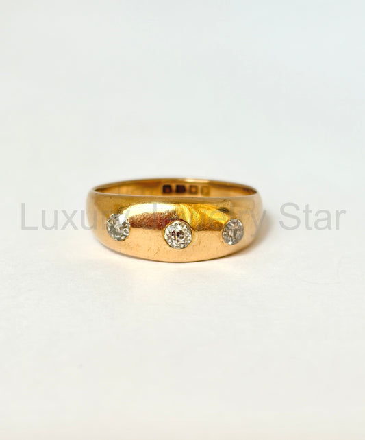 Art Deco, 18ct Gold Diamond Trilogy Chunky Ring