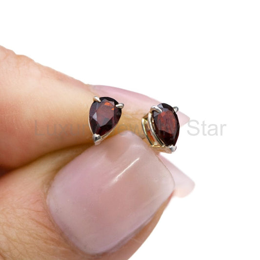 Pear Garnet Basket Set Stud Earrings - image 2