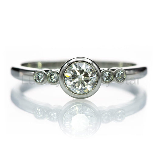 Round Diamond Brooklynn Bezel Set Accented Engagement Ring