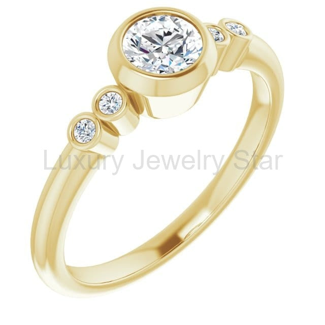 Round Diamond Brooklynn Bezel Set Accented Engagement Ring - image 11