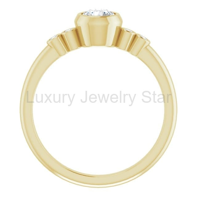 Round Diamond Brooklynn Bezel Set Accented Engagement Ring - image 12