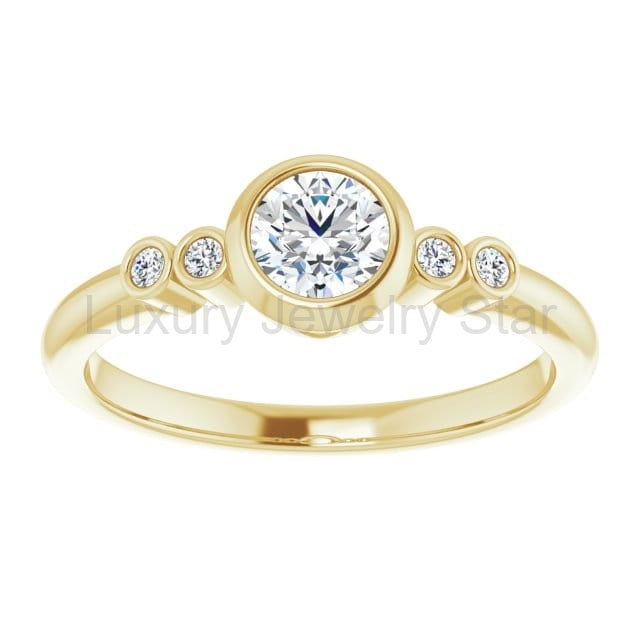 Round Diamond Brooklynn Bezel Set Accented Engagement Ring - image 13