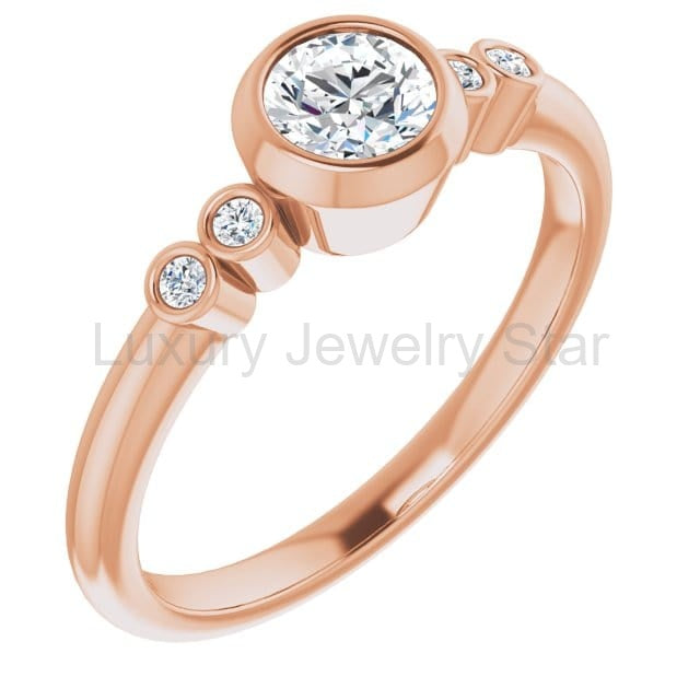 Round Diamond Brooklynn Bezel Set Accented Engagement Ring - image 16