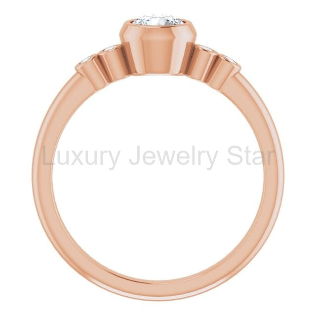 Round Diamond Brooklynn Bezel Set Accented Engagement Ring - image 17