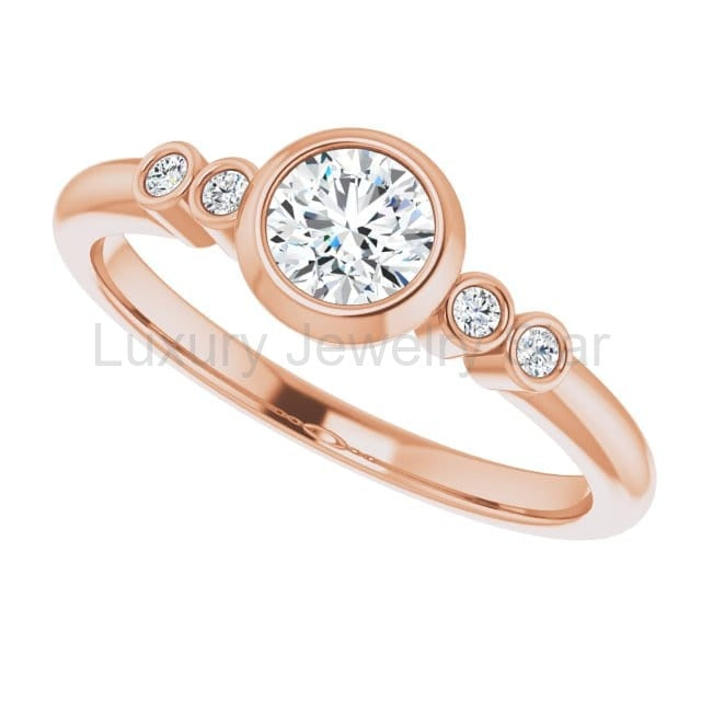 Round Diamond Brooklynn Bezel Set Accented Engagement Ring - image 18