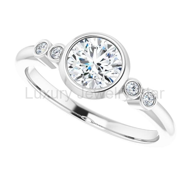 Round Diamond Brooklynn Bezel Set Accented Engagement Ring - image 19