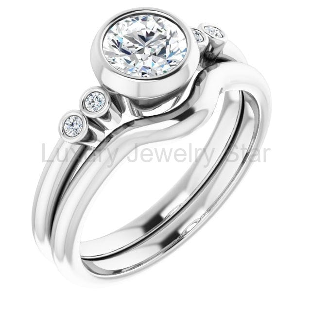 Round Diamond Brooklynn Bezel Set Accented Engagement Ring - image 20