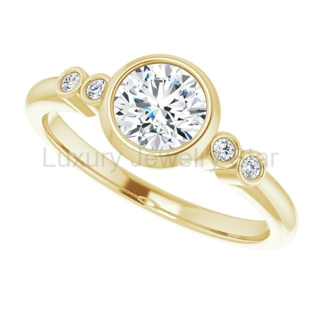 Round Diamond Brooklynn Bezel Set Accented Engagement Ring - image 21