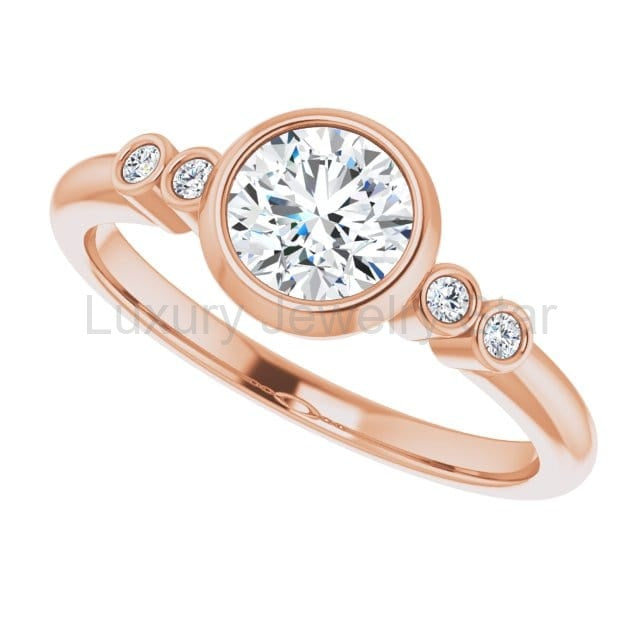 Round Diamond Brooklynn Bezel Set Accented Engagement Ring - image 23