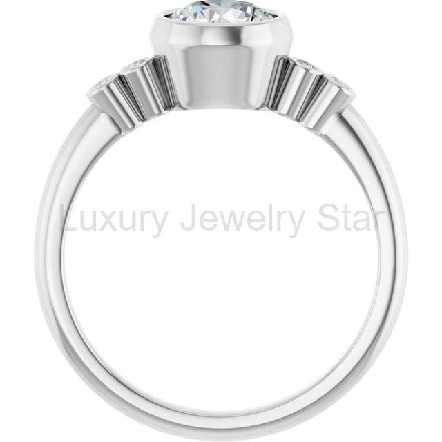Round Diamond Brooklynn Bezel Set Accented Engagement Ring - image 25