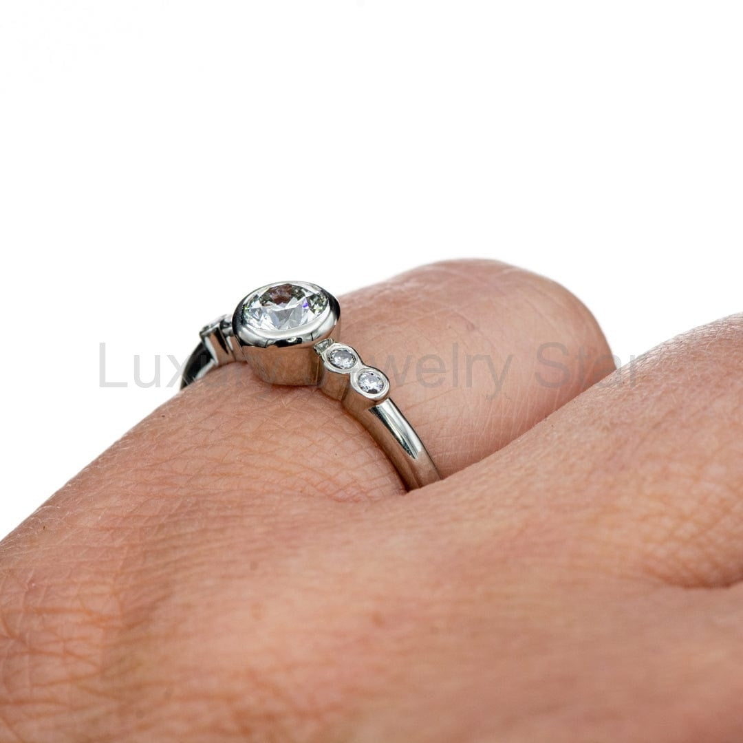 Round Diamond Brooklynn Bezel Set Accented Engagement Ring - image 4